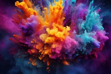 Colorful rainbow smoke powder explosion. Abstract smoke background wallpaper concept 
