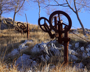 iron wheels on the mountain