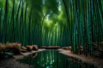 Schilderijen op glas bamboo forest in the morning © awais
