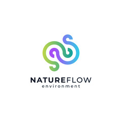 colorful and shiny letter N for environment, nature and ecology logo 