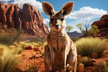 Foto op Canvas A kangaroo in the Australian outback © Mahenz