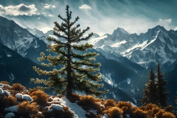 winter mountain landscape - obrazy, fototapety, plakaty