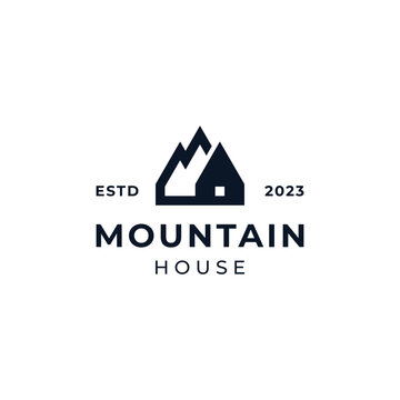 mountain and home for outdoor lodging, camping, hiking and adventure logos 