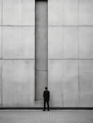 Diminished Minimalism Art, A Man Standing In Front Of A Wall
