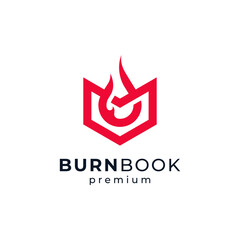 simple and modern book and fire for education, science and knowledge logo design