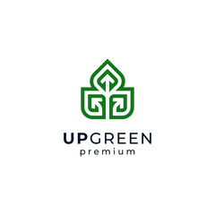 Fototapeta premium leaves and arrows for agricultural, plantation, farming or business and finance logos