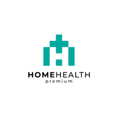 Obraz premium home with the letter H and a cross for the home healthcare logo