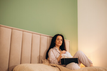 Woman with flu laying in bed