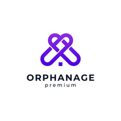 simple home and love for social, childcare, charity and orphanage logo design