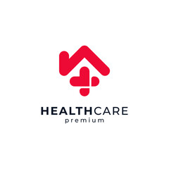 home with cross and love for clinic, hospital and healthcare logo design