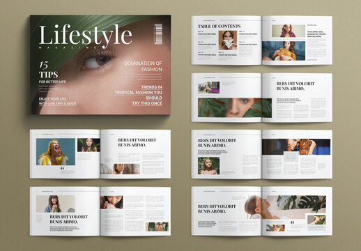 Lifestyle Magazine Layout Design Template Landscape