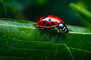 Fototapeta premium ladybug on leaf