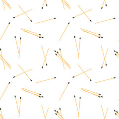 Matchstick Seamless Pattern on white background. Vector illustration