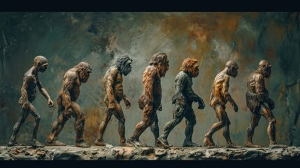 The Evolution of Hominids in Prehistory. Generative Ai. - obrazy, fototapety, plakaty
