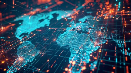 Fototapeta premium innovative cyber map, emphasizing global data networks and connectivity