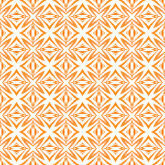 Watercolor medallion seamless border. Orange posh