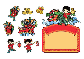 chinese new year elements set