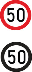 50 speed limit sign in two colors suitable for transportation uses