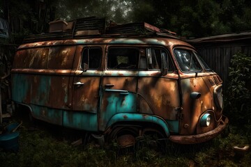 old car in the woods