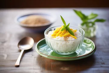 Fototapeten mango sticky rice dessert with lime zest © Alfazet Chronicles