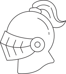 Knight Helmet Thin Line Icon
