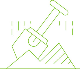 Shovel and Soil Thin Line Icon
