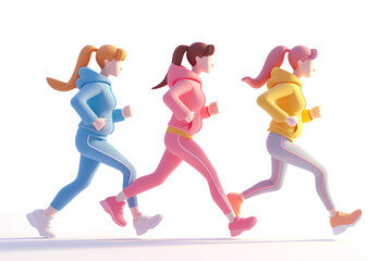 Fototapeta na wymiar 三人でジョギングする女性 