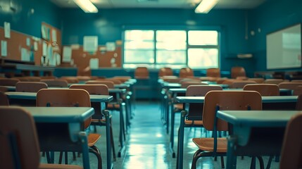 Fototapeta premium Back to school, Classroom Hustle, background image, generative AI