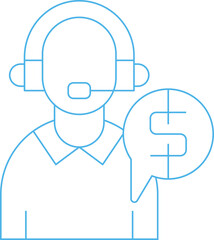 Payment Support Center Thin Line Icon
