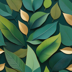 background, seamless pattern with leaves, green leaves seamless pattern