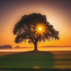 silhouette of a tree, silhouette of a tree at sunset