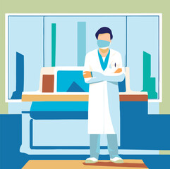 Doctor in white coat in his doctor office-