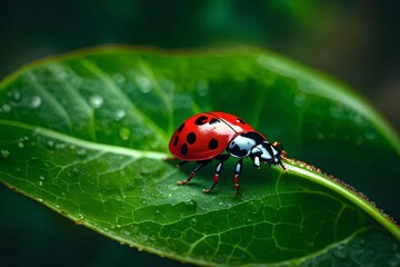 Fototapeta premium ladybug on leaf