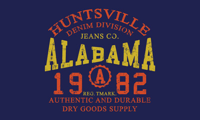 Obraz premium Retro college varsity typography Alabama Authentic And Durable editable ready to use for Tee shirt, Hoodie, Sweatshirt vector artwork