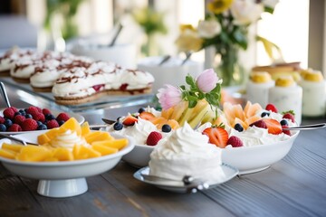 Obraz na płótnie Canvas pavlova dessert buffet at a party, multiple flavors