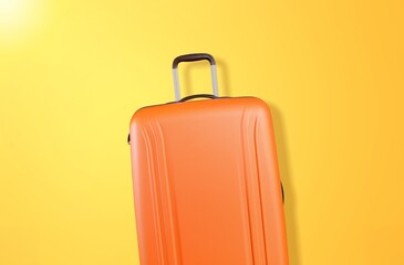 Classic travel suitcase on pastel background
