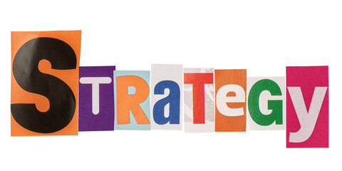 The word strategy made from cutout letters
