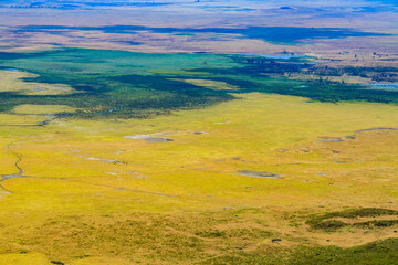 View of the Ngorongoro crater in Tanzania. Ngorongoro conservation area. African landscape. WIld nature © ihorbondarenko
