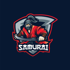 Samurai Mascot Esport Logo Design Illustration For Gaming Club