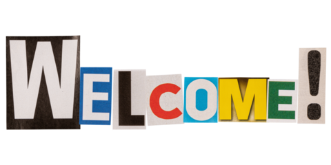 The word welcome made from cutout letters