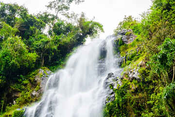View of Materuni waterfall at foot of mountain Kilimanjaro not far from the city Moshi, Tanzania