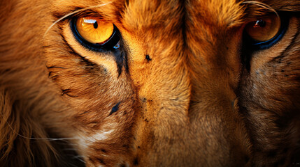 close up of lions eyes