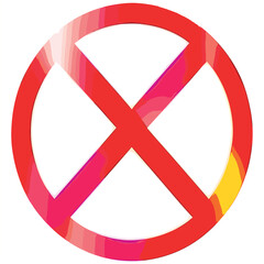 Fototapeta premium X mark painted from red lipstick of a check mark isolated on a white background 