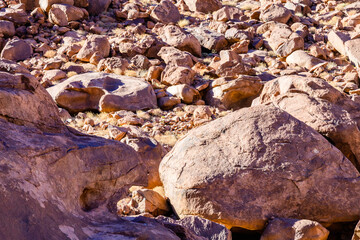 Stones in Sinai mountains at the Sinai peninsula in Egypt