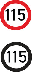 115 speed limit sign in two colors suitable for transportation uses