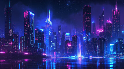 Obraz premium Future city on a horizon with highway road fast going to it vector abstract background metropolis skyline with speed highway road to town.