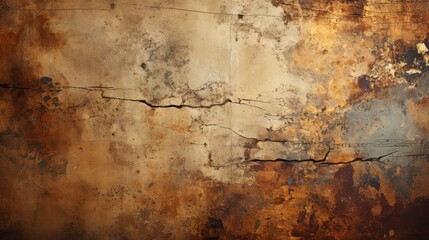  a rusted wall with cracks in it and a clock on the side of the wall and a clock on the side of the wall.
