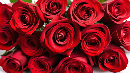 Bouquet of beautiful red roses close up, birthday greeting, valentine's day, march 8