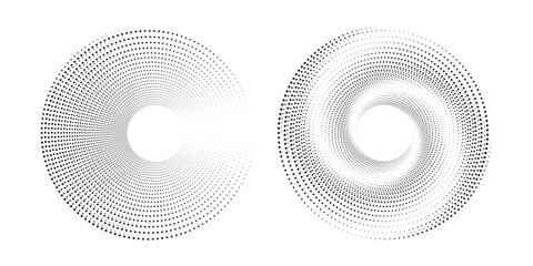 Halftone circular dotted frame set. Circle dots isolated on white background. Logo design element for medical, care, cosmetics. Round the border using halftone circle dots circle