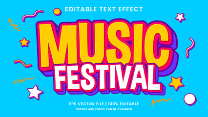 Music festival text effect. Retro vintage editable text effect style